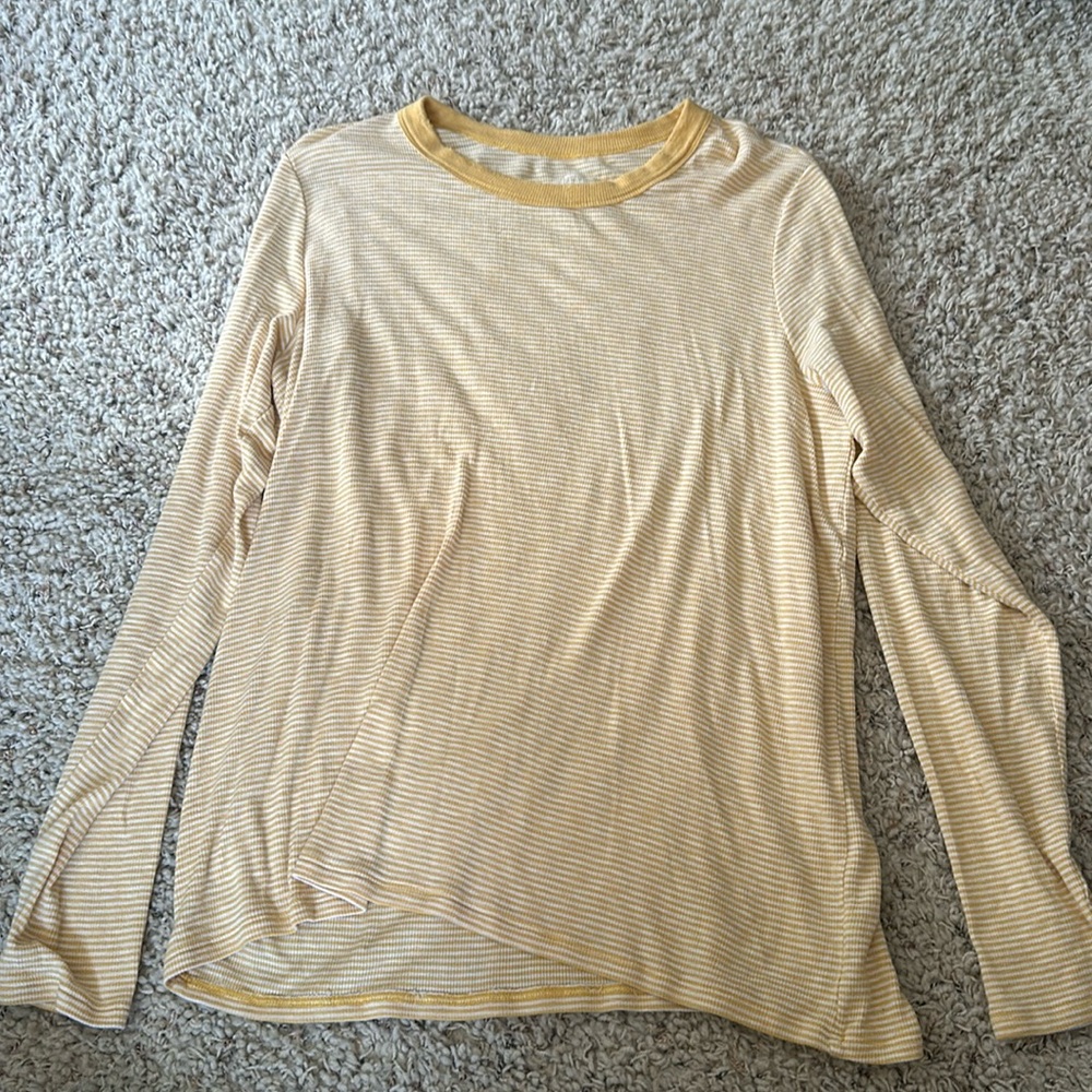 Yellow and white stripe Henley